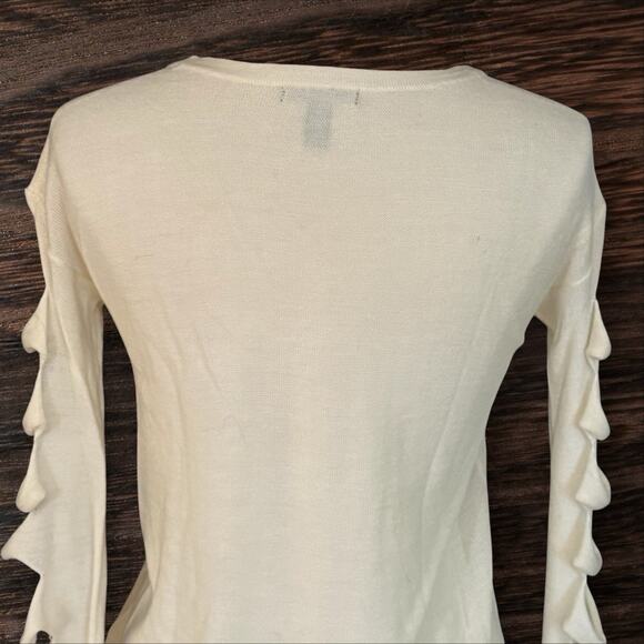 Aqua Brand Ivory Sweater Size XSmall 37" Bust Womens Cut Out Sleeve Wool Blend - Picture 5 of 6